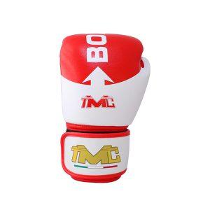 Guantes de boxeo Pro Training Microfibra color blanco con rojo marca tmc