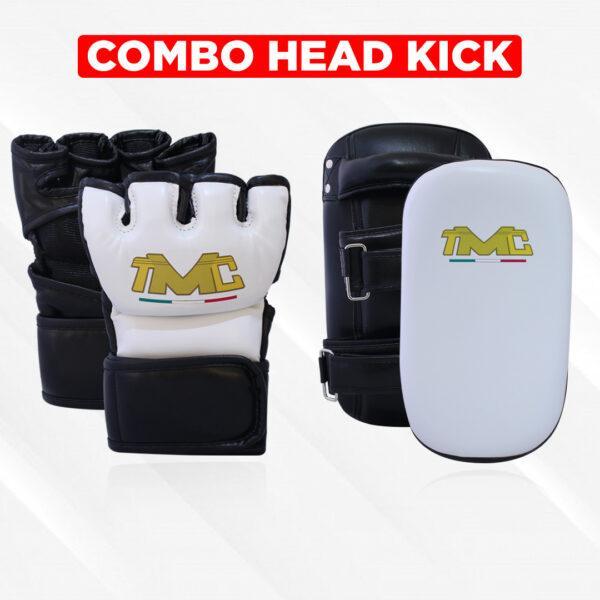 combo head kick guante de mma y thai pads